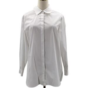 COMO VINTAGE SZ L white long sleeve button up collared shirt blouse top NWT B65